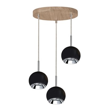 LED Lustr na lanku BALL WOOD 3xGU10/5W/230V dub