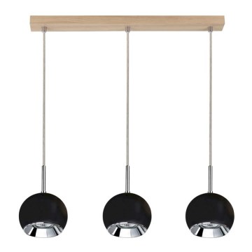LED Lustr na lanku BALL WOOD 3xGU10/5W/230V
