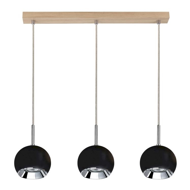 LED Lustr na lanku BALL WOOD 3xGU10/5W/230V