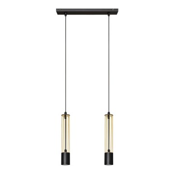 LED Lustr na lanku BARS 2xGU10/4,8W/230V černá/zlatá