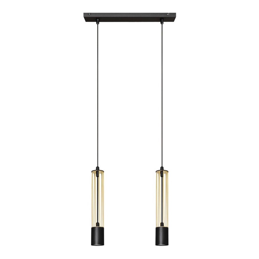 LED Lustr na lanku BARS 2xGU10/4,8W/230V černá/zlatá