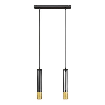 LED Lustr na lanku BARS 2xGU10/4,8W/230V černá/zlatá