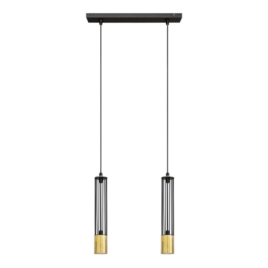 LED Lustr na lanku BARS 2xGU10/4,8W/230V černá/zlatá