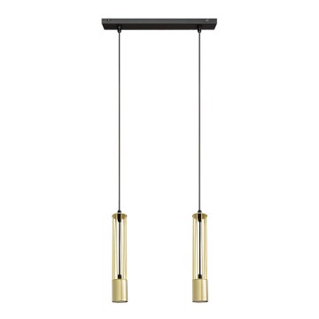 LED Lustr na lanku BARS 2xGU10/4,8W/230V zlatá/černá