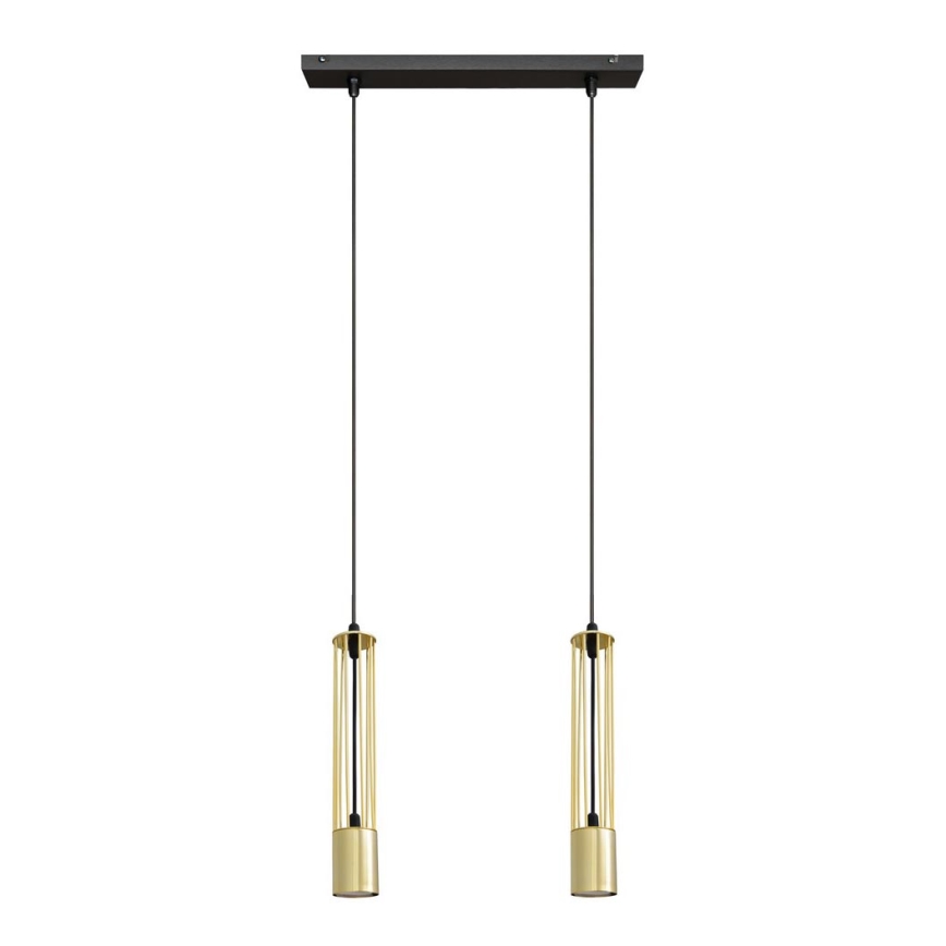 LED Lustr na lanku BARS 2xGU10/4,8W/230V zlatá/černá