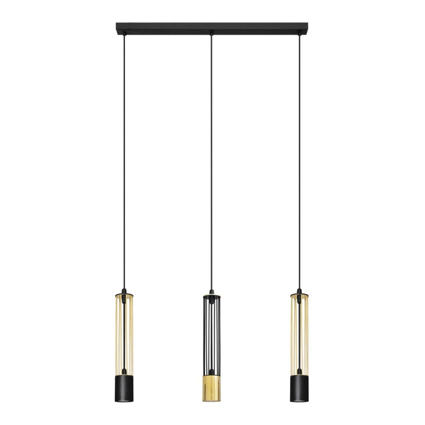 LED Lustr na lanku BARS 3xGU10/4,8W/230V černá/zlatá