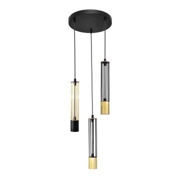 LED Lustr na lanku BARS 3xGU10/4,8W/230V černá/zlatá