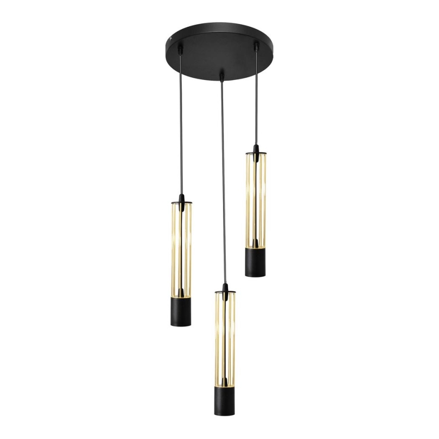 LED Lustr na lanku BARS 3xGU10/4,8W/230V černá/zlatá