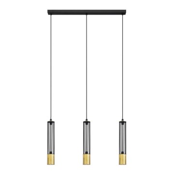LED Lustr na lanku BARS 3xGU10/4,8W/230V černá/zlatá