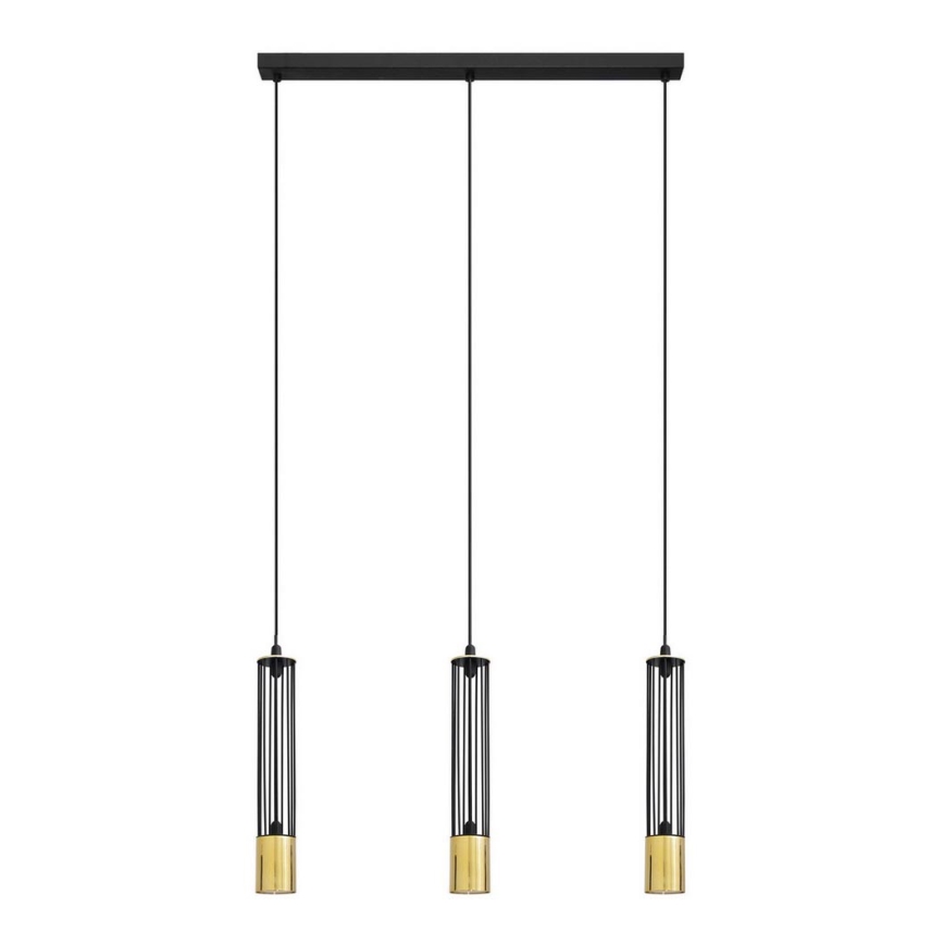 LED Lustr na lanku BARS 3xGU10/4,8W/230V černá/zlatá