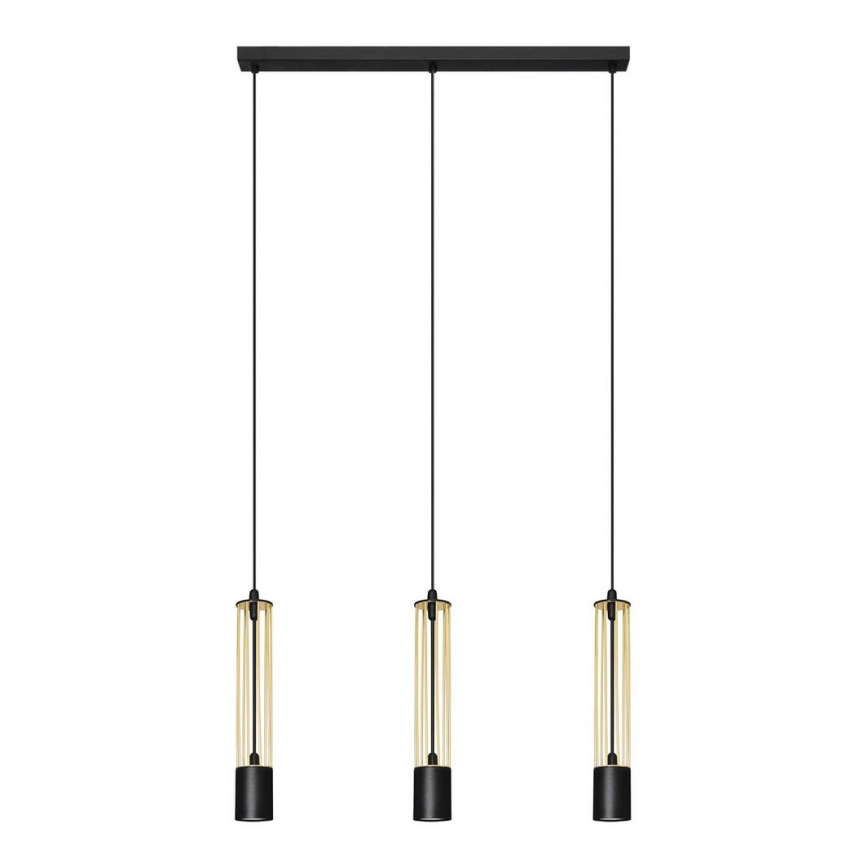 LED Lustr na lanku BARS 3xGU10/4,8W/230V zlatá/černá