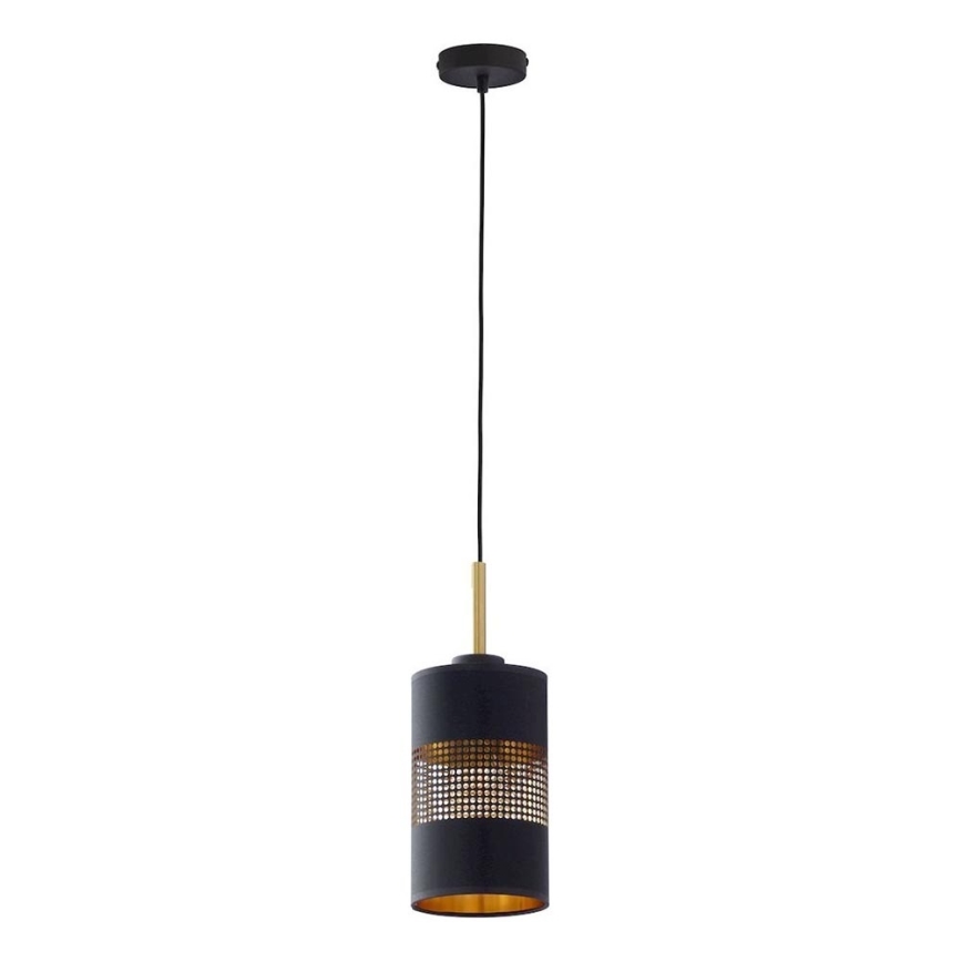 LED Lustr na lanku BOGART 1xE27/15W/230V černá/zlatá