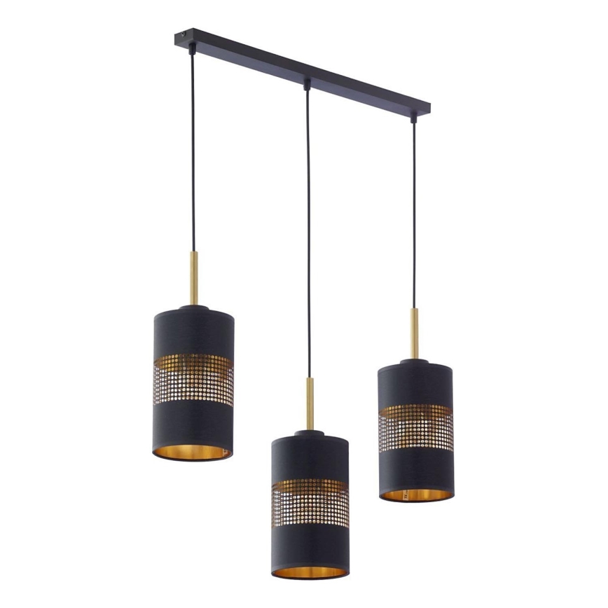 LED Lustr na lanku BOGART 3xE27/15W/230V černá/zlatá
