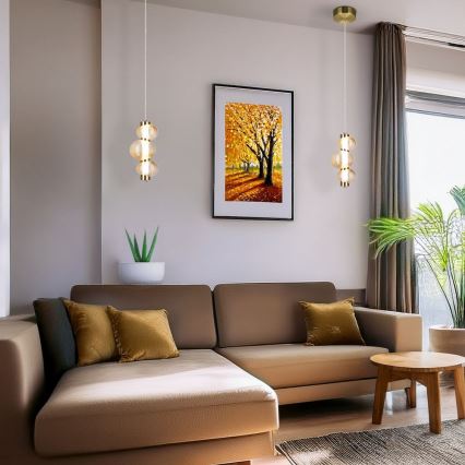 LED Lustr na lanku BOLLA LED/12W/230V pr. 16 cm zlatá