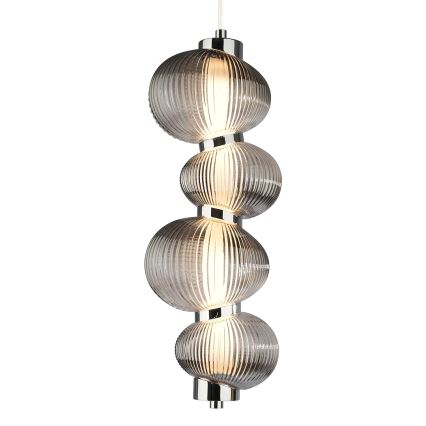 LED Lustr na lanku BOLLA LED/17W/230V pr. 16 cm lesklý chrom/kouřová