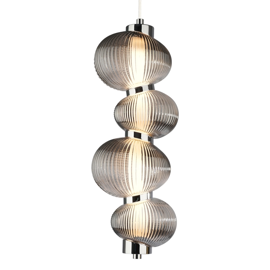 LED Lustr na lanku BOLLA LED/17W/230V pr. 16 cm lesklý chrom/kouřová
