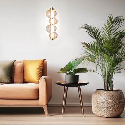 LED Lustr na lanku BOLLA LED/17W/230V pr. 16 cm zlatá/kouřová