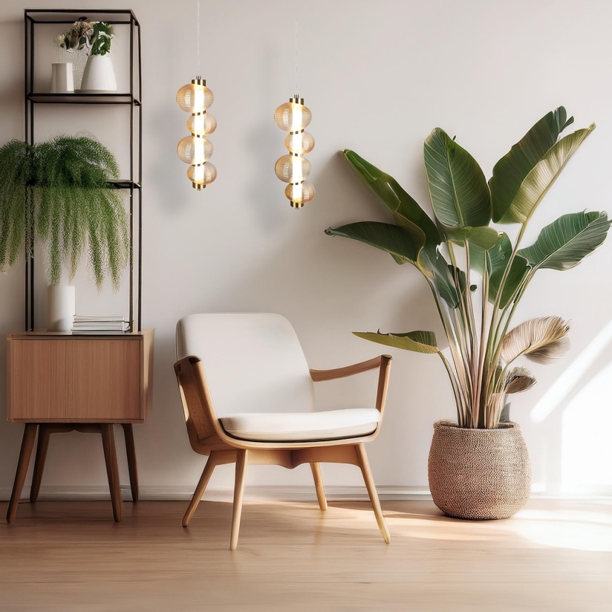 LED Lustr na lanku BOLLA LED/17W/230V pr. 16 cm zlatá/kouřová