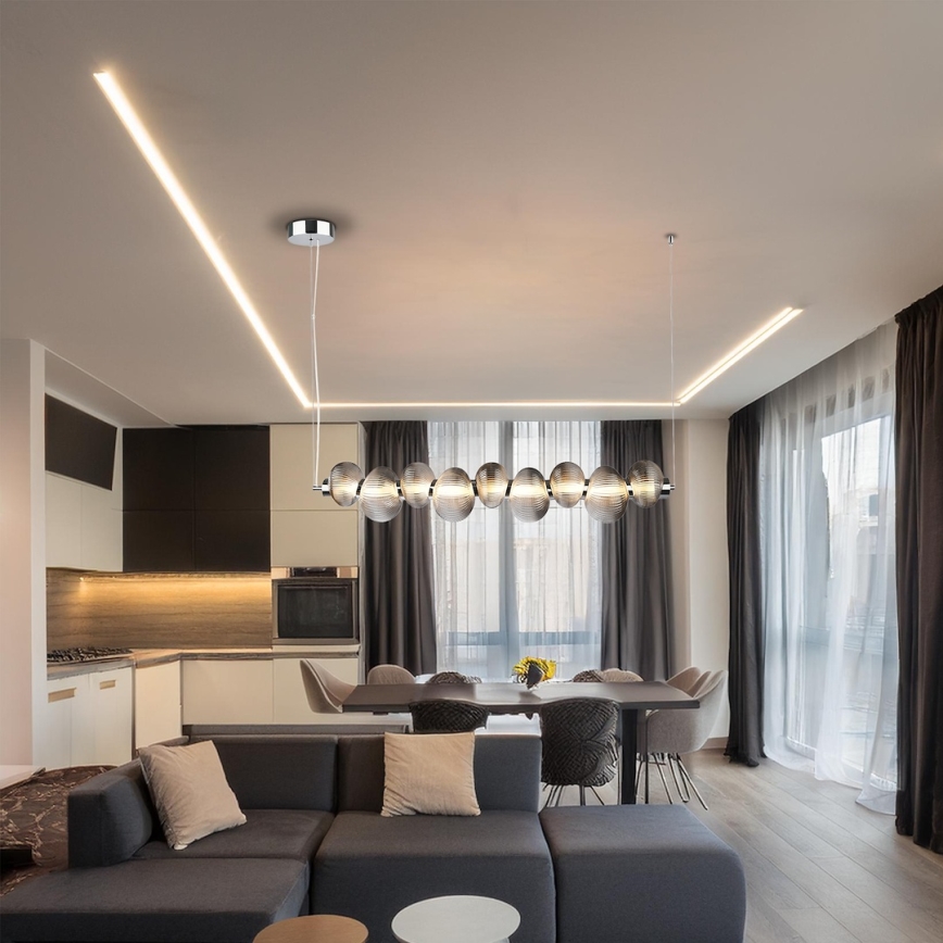 LED Lustr na lanku BOLLA LED/32W/230V lesklý chrom/kouřová