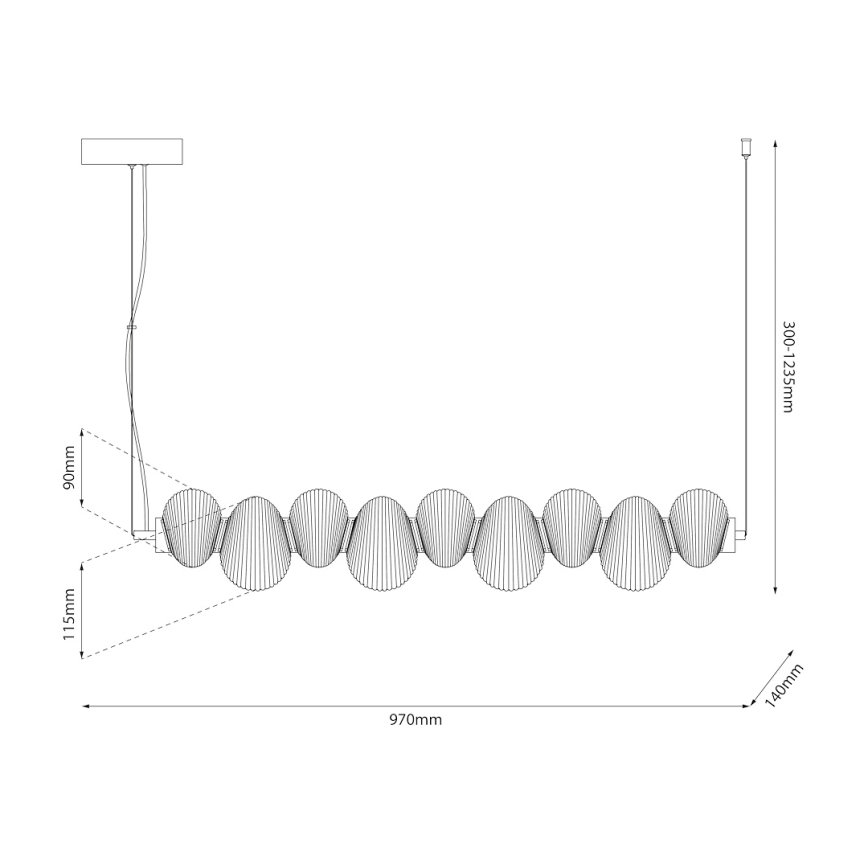 LED Lustr na lanku BOLLA LED/32W/230V lesklý chrom/kouřová