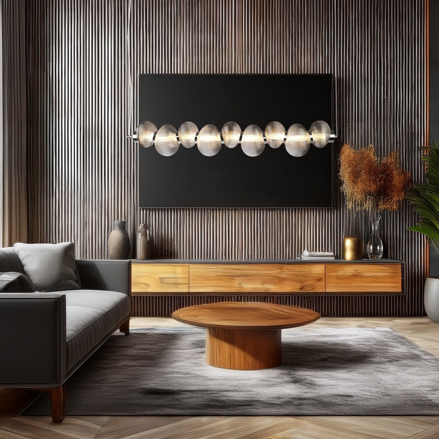 LED Lustr na lanku BOLLA LED/32W/230V lesklý chrom/kouřová šedá