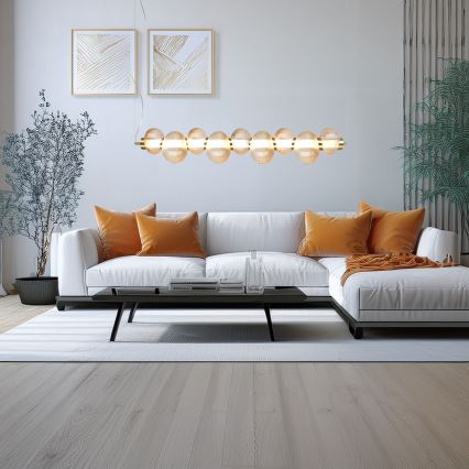 LED Lustr na lanku BOLLA LED/32W/230V zlatá/kouřová