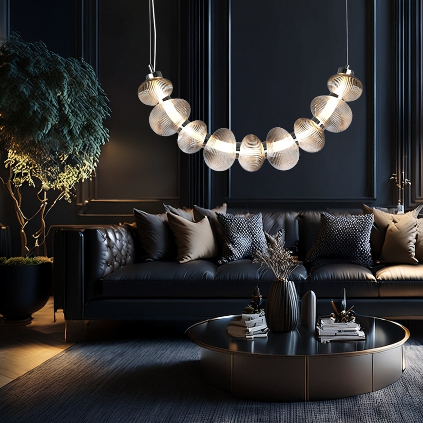 LED Lustr na lanku BOLLA LED/36W/230V lesklý chrom/kouřová