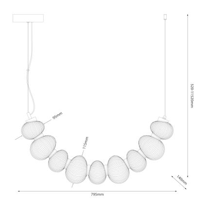 LED Lustr na lanku BOLLA LED/36W/230V lesklý chrom/kouřová