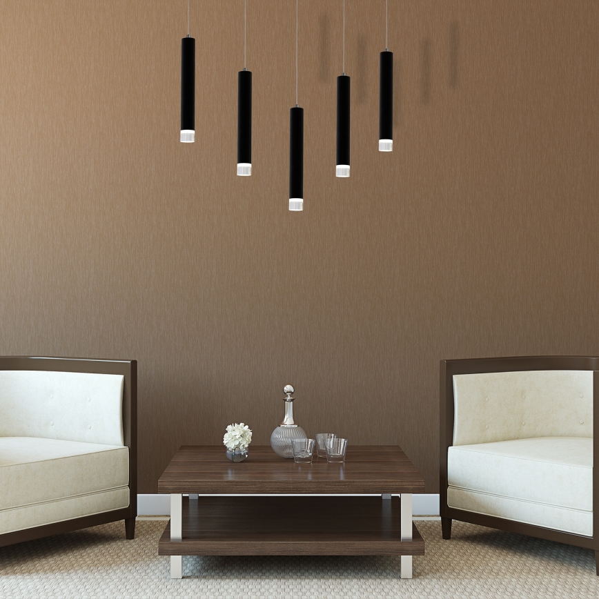 LED Lustr na lanku CARBON 5xLED/25W/230V černá