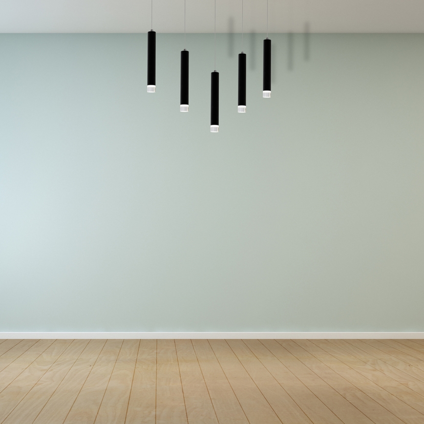 LED Lustr na lanku CARBON 5xLED/25W/230V černá