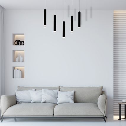 LED Lustr na lanku CARBON 5xLED/25W/230V černá