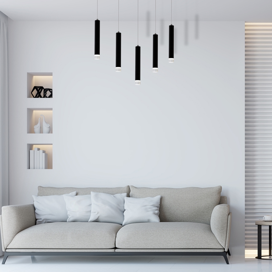 LED Lustr na lanku CARBON 5xLED/25W/230V černá