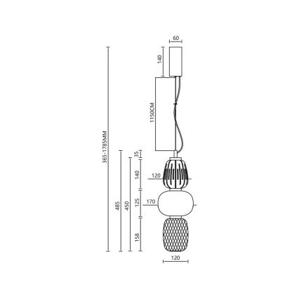 LED Lustr na lanku CARO LED/28W/230V chrom