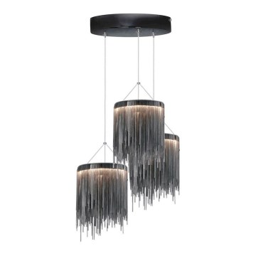 LED Lustr na lanku CASCATA BLACK 3xLED/54W/230V