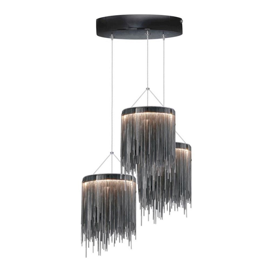 LED Lustr na lanku CASCATA BLACK 3xLED/54W/230V