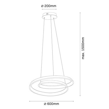 LED Lustr na lanku CASHMERE LED/75W/230V pr. 60 cm bílá
