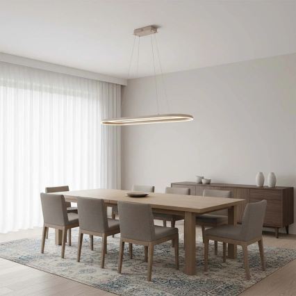 LED Lustr na lanku CASHMERE LED/80W/230V 30x100 cm béžová