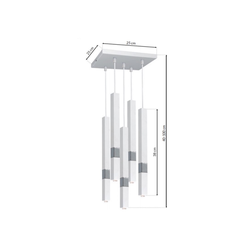 LED Lustr na lanku CASTRO 5xG9/7W/230V