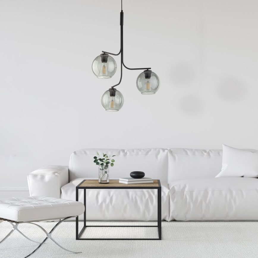 LED Lustr na lanku CESAR 3xE27/15W/230V černá/kouřová šedá