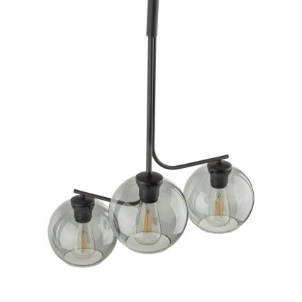 LED Lustr na lanku CESAR 3xE27/15W/230V černá/kouřová šedá
