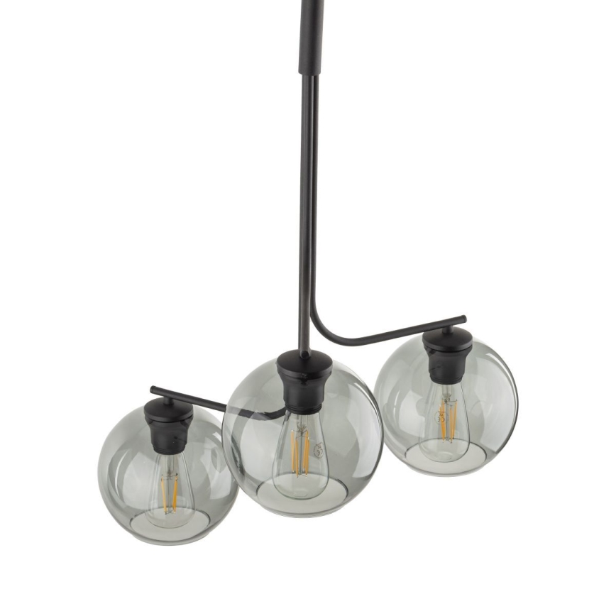 LED Lustr na lanku CESAR 3xE27/15W/230V černá/kouřová šedá