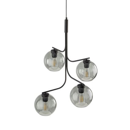 LED Lustr na lanku CESAR 4xE27/15W/230V černá/kouřová šedá