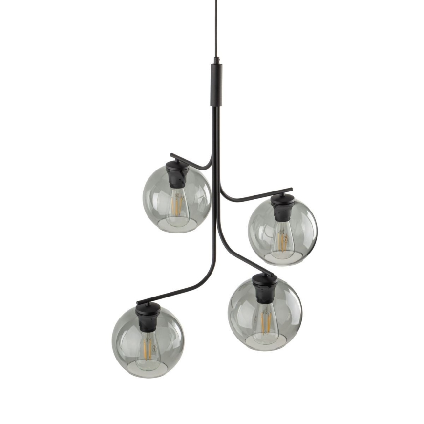 LED Lustr na lanku CESAR 4xE27/15W/230V černá/kouřová šedá