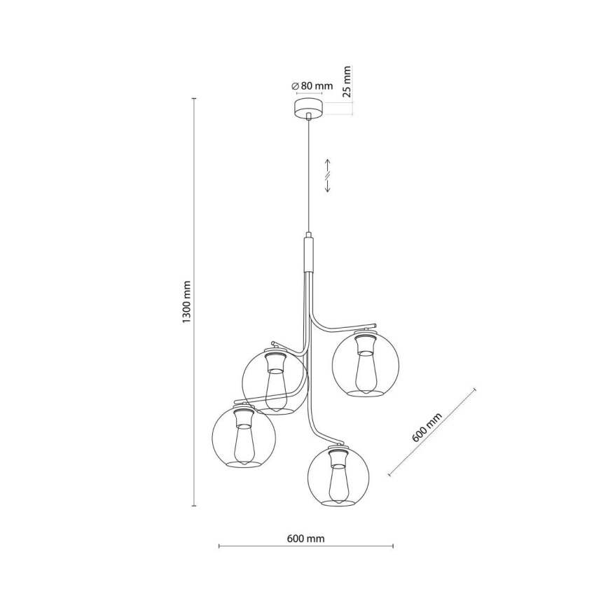 LED Lustr na lanku CESAR 4xE27/15W/230V černá/kouřová šedá