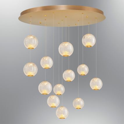 LED Lustr na lanku CREMONA 13xLED/5W/230V 3000K zlatá