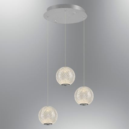 LED Lustr na lanku CREMONA 3xLED/5W/230V 3000K matný chrom