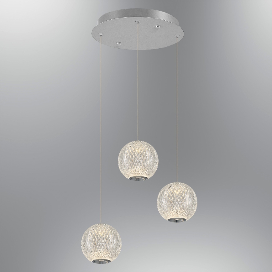 LED Lustr na lanku CREMONA 3xLED/5W/230V 3000K matný chrom