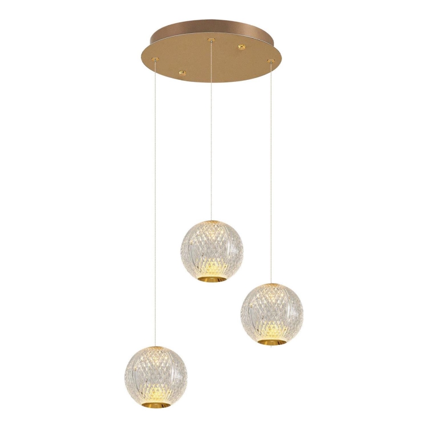 LED Lustr na lanku CREMONA 3xLED/5W/230V 3000K zlatá
