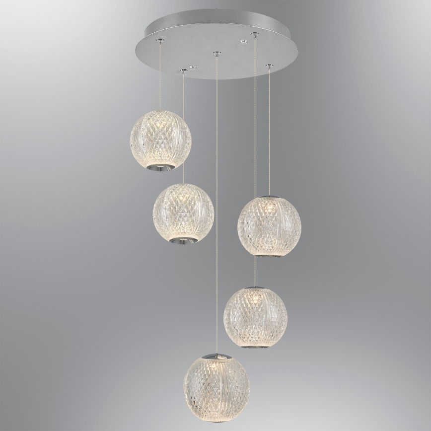 LED Lustr na lanku CREMONA 5xLED/5W/230V 3000K matný chrom