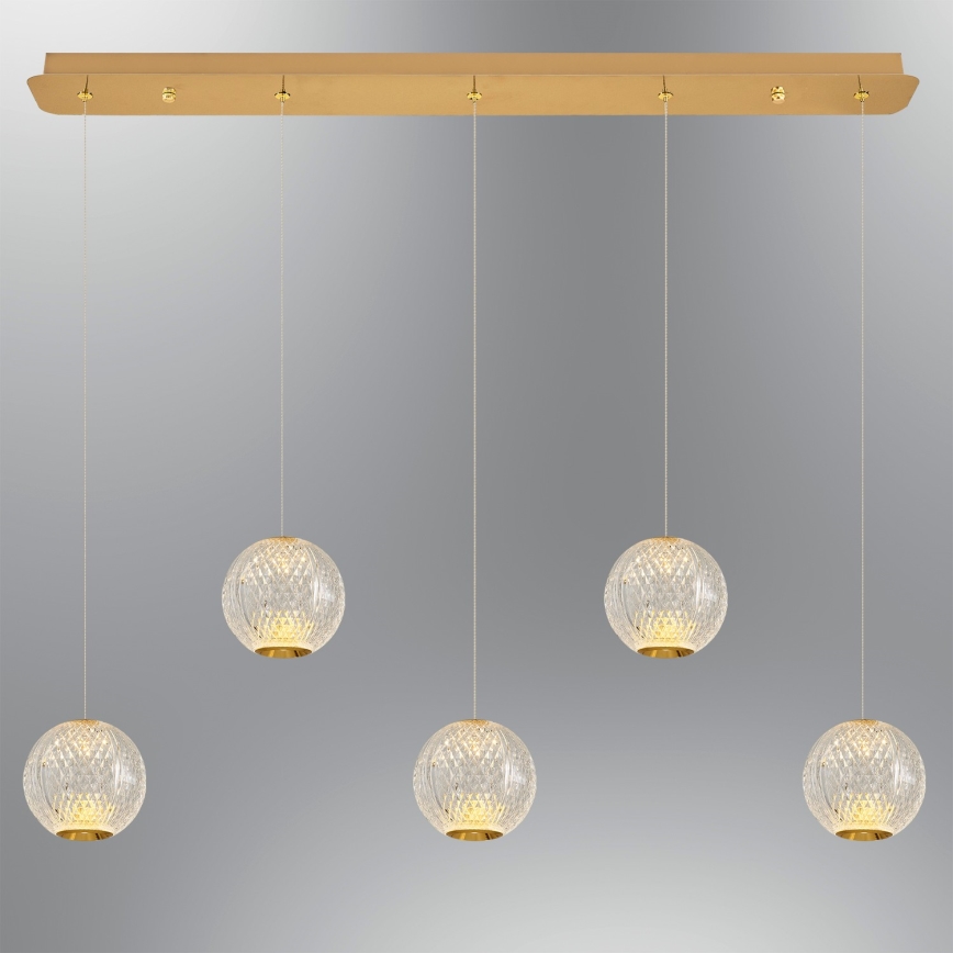 LED Lustr na lanku CREMONA 5xLED/5W/230V 3000K zlatá